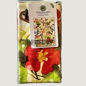 Michel Design Works Floral Kitchen Towel Birds Butterflies Cotton Colorful New